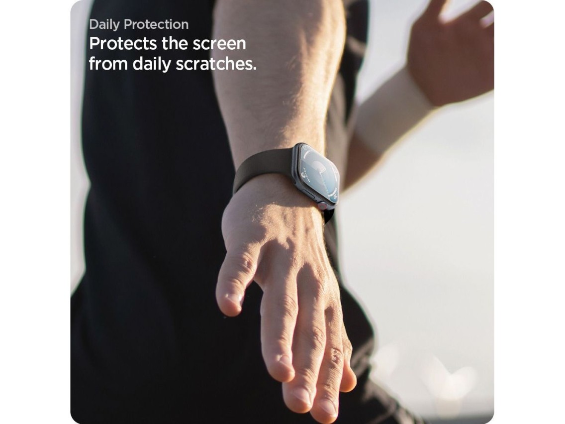 Protector de pantalla Spigen Elite Shield “EZ FIT” de cristal híbrido (paquete de 2) para Apple Watc