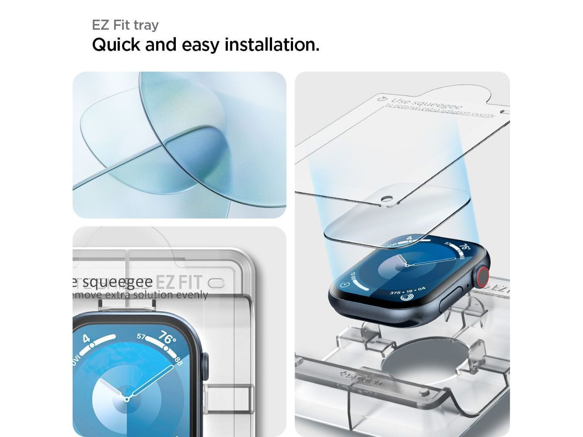 Protector de pantalla Spigen Elite Shield “EZ FIT” de cristal híbrido (paquete de 2) para Apple Watc