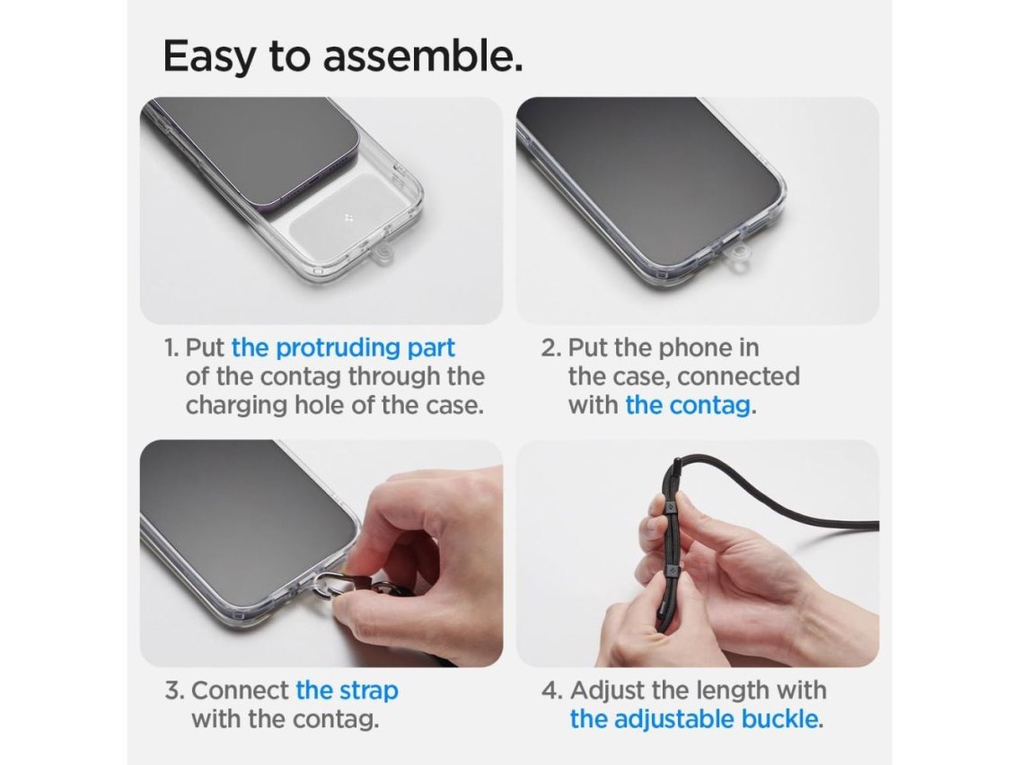 Conjunto universal de cordón y colgante Spigen - Blanco