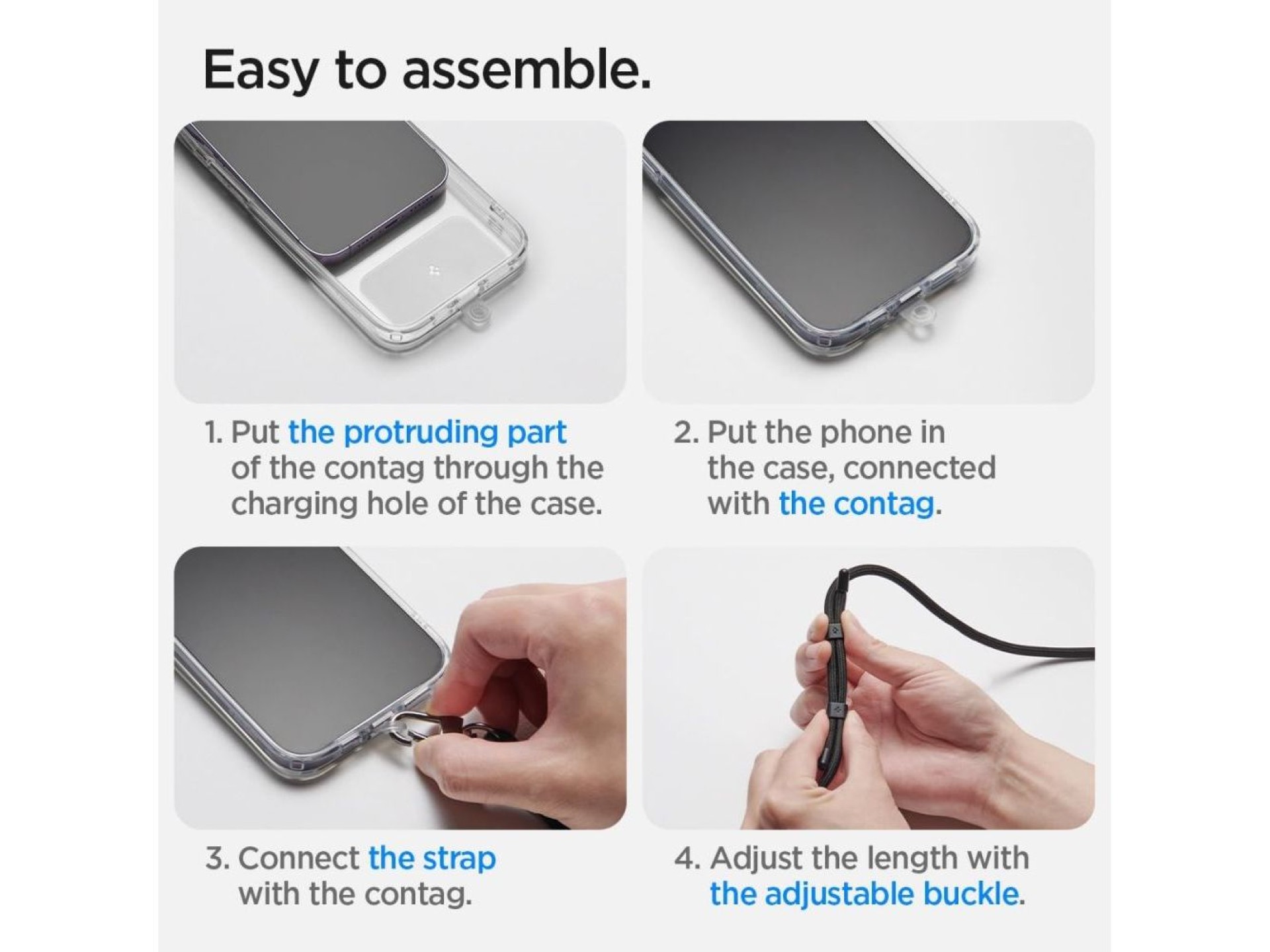 Conjunto universal Spigen com cordão e pingente - Branco