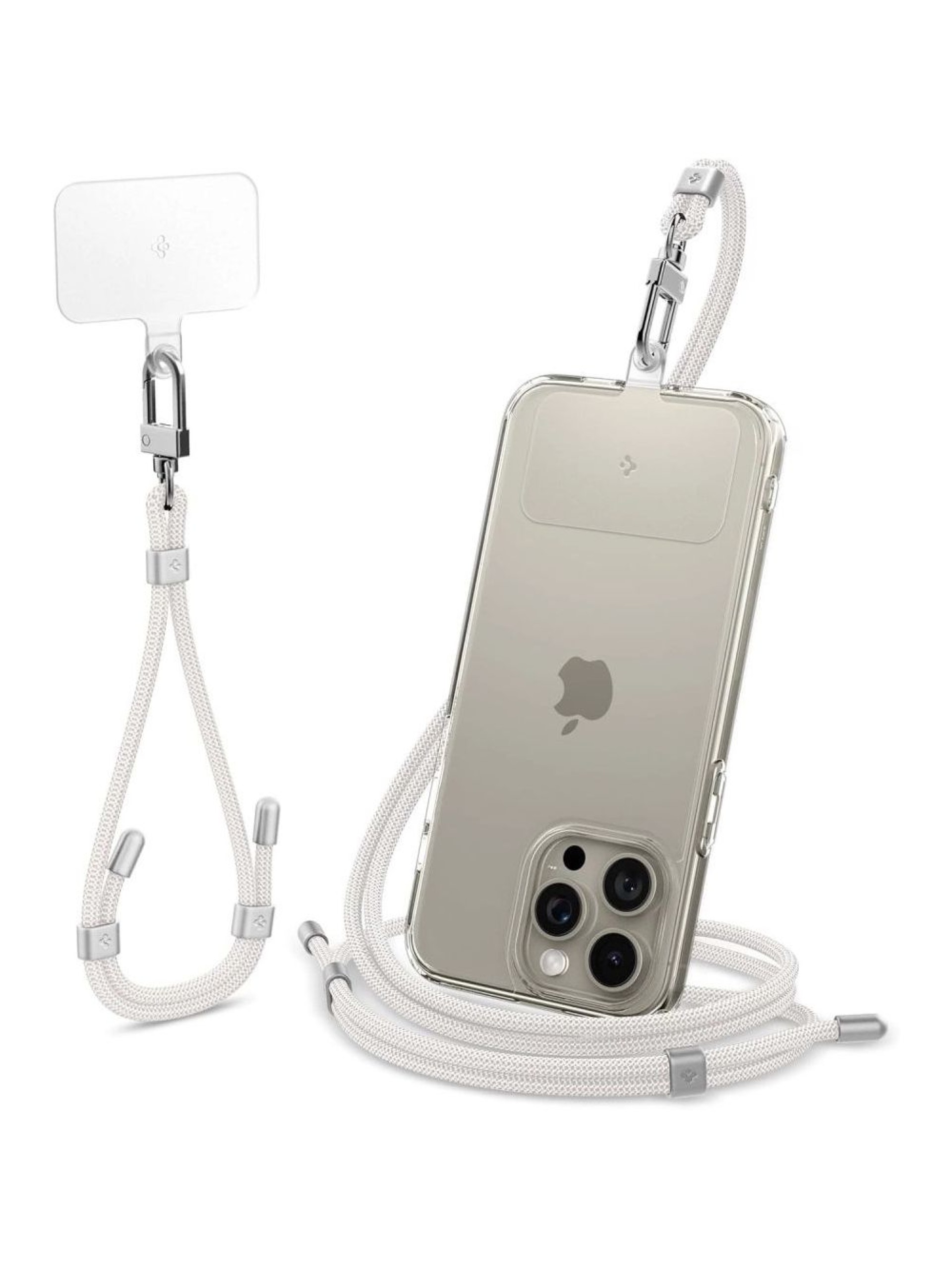 Conjunto universal Spigen com cordão e pingente - Branco