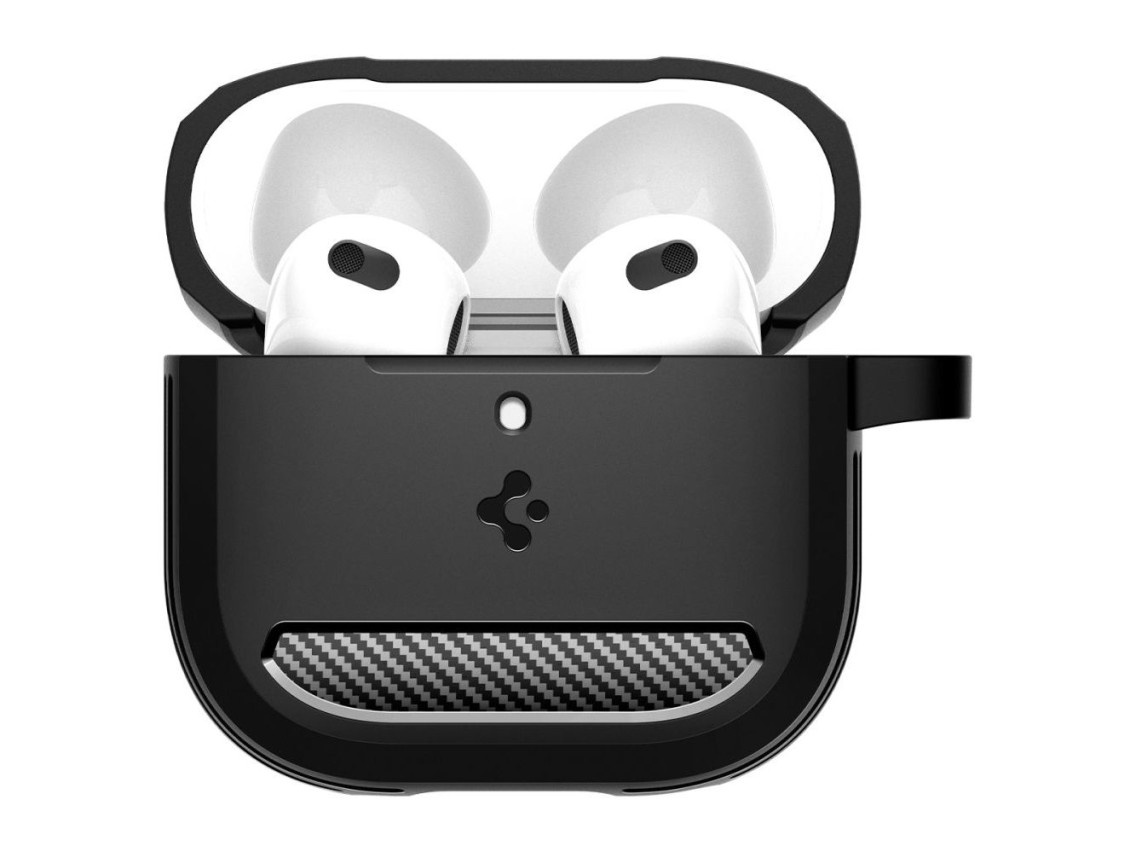 Funda Spigen Rugged Armor para AirPods 4 - Negra