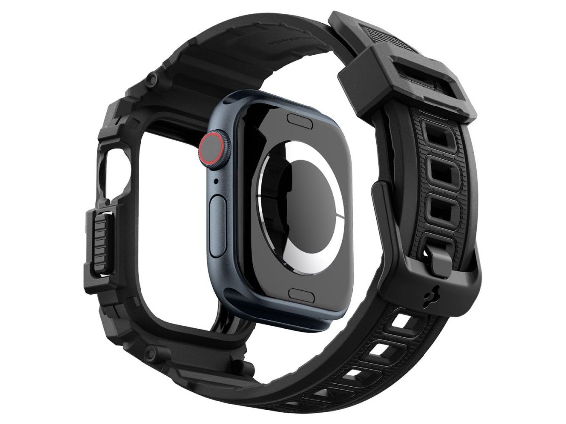 Funda con correa Spigen Rugged Armor Pro para Apple Watch 10 (42 mm) - Negra