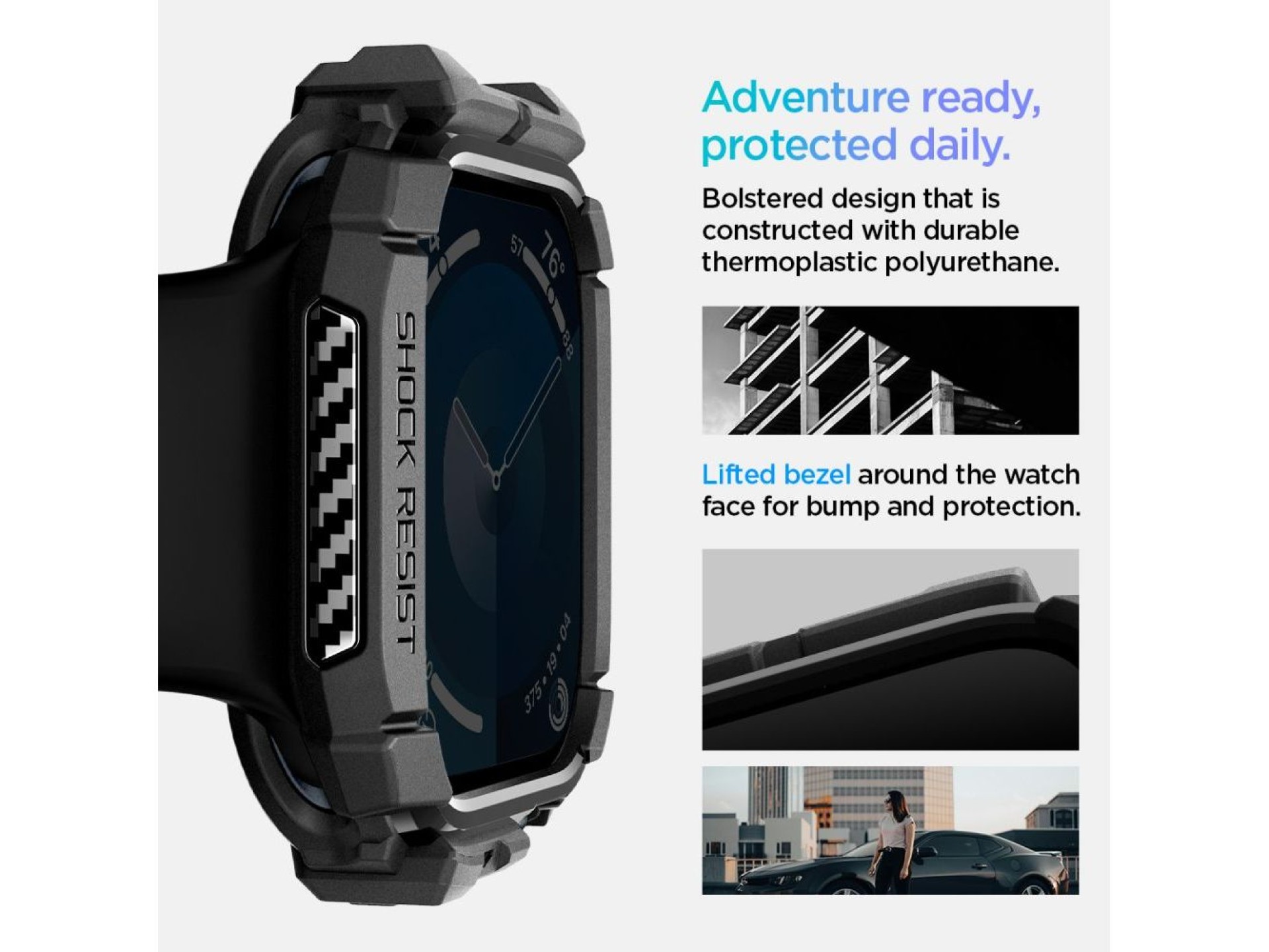 Spigen Rugged Armor Case for Apple Watch 10 (42mm) - Black