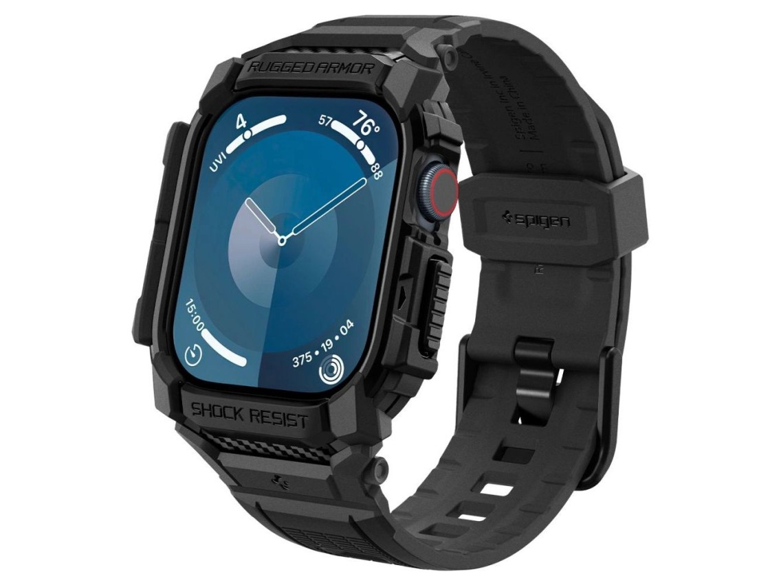 Funda con correa Spigen Rugged Armor Pro para Apple Watch 10 (42 mm) - Negra