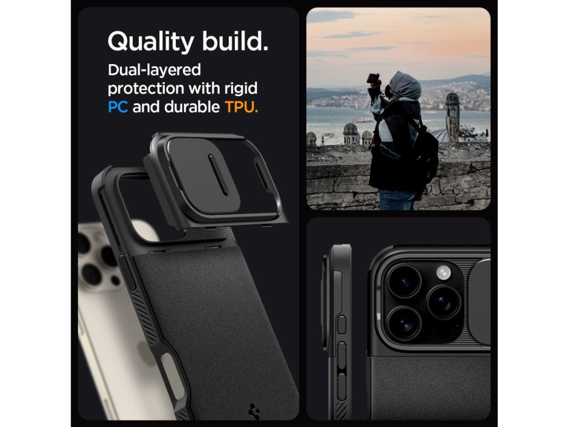 Funda Spigen Optik Armor Mag Case con MagSafe para iPhone 16 Pro Max - Negra