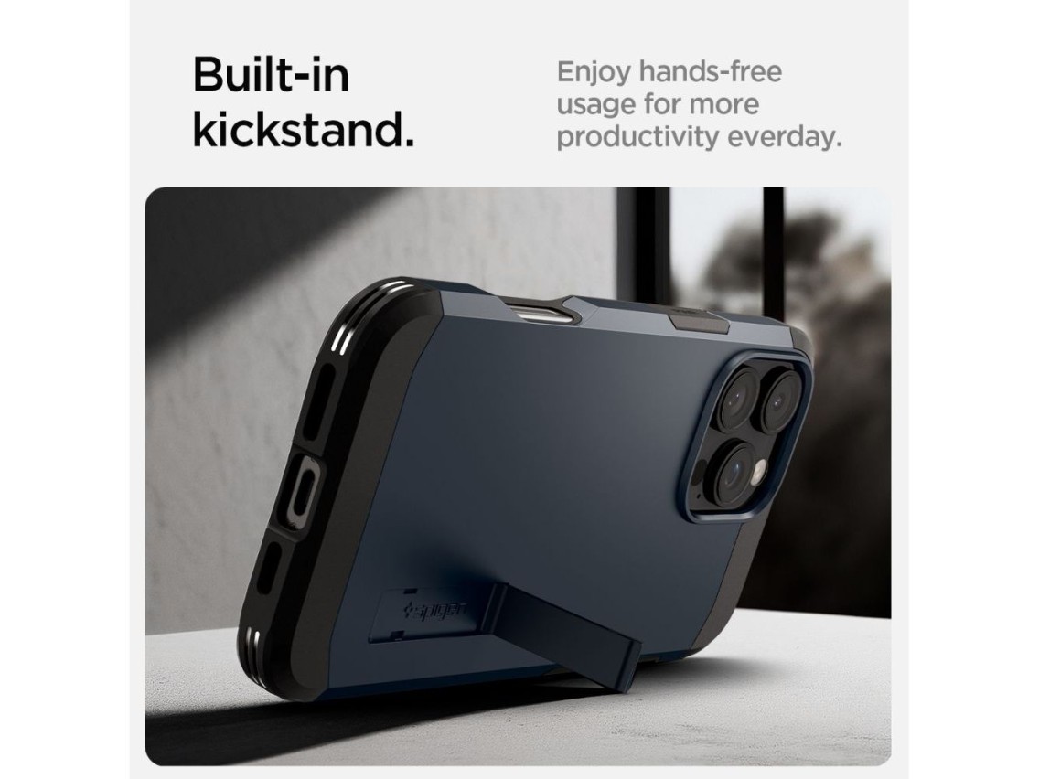 Funda Spigen Tough Armor MagSafe con soporte para iPhone 16 Pro Max - Gris oscuro