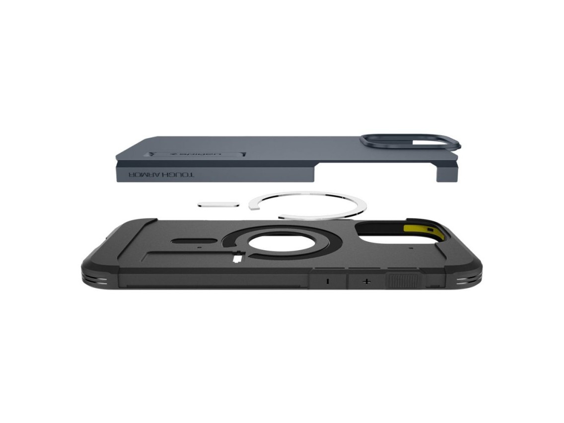 Funda Spigen Tough Armor MagSafe con soporte para iPhone 16 Pro Max - Gris oscuro