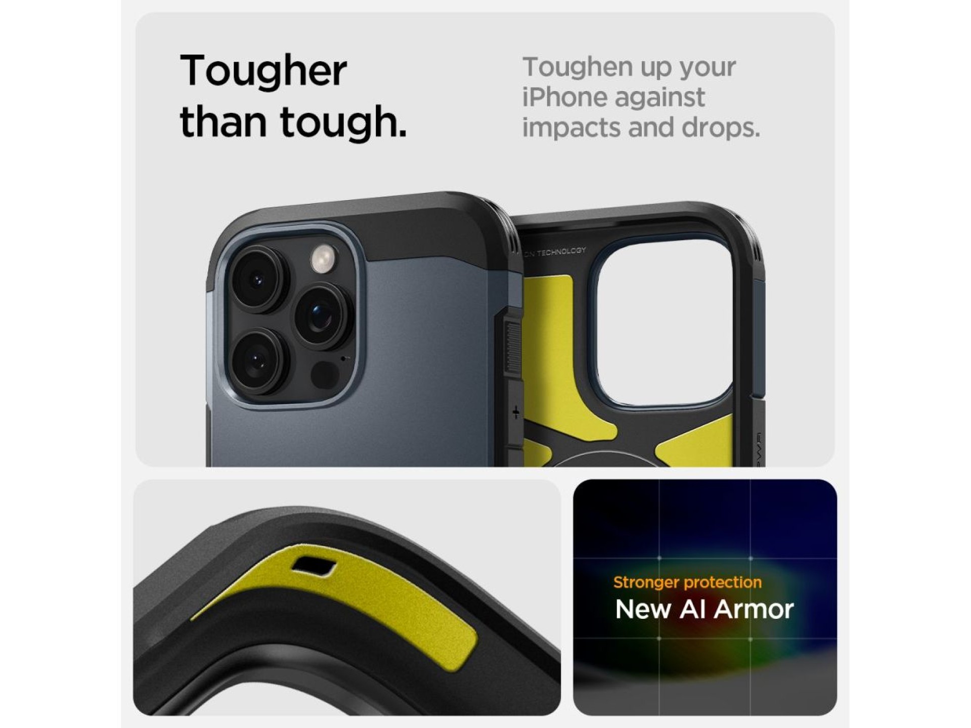 Funda Spigen Tough Armor MagSafe con soporte para iPhone 16 Pro Max - Gris oscuro
