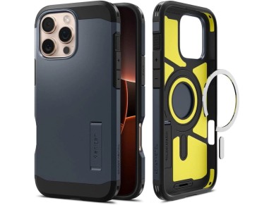 Funda Spigen Tough Armor MagSafe con soporte para iPhone 16 Pro Max - Gris oscuro Funda Spigen Tough Armor MagSafe con soporte para iPhone 16 Pro Max - Gris oscuro