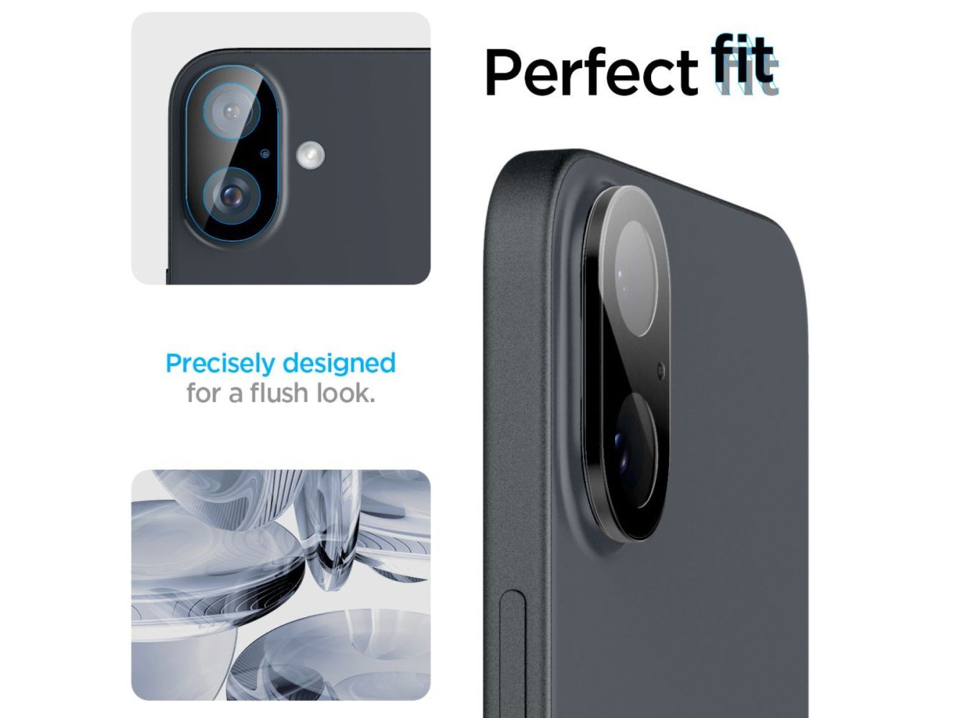 Protector de cámara Spigen Optik GLAS.TR (paquete de 2) para iPhone 16 / 16 PLUS - Negro