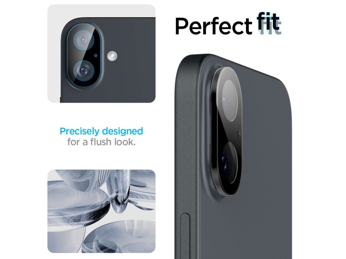 Protector de cámara Spigen Optik GLAS.TR (paquete de 2) para iPhone 16 / 16 PLUS - Negro