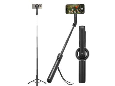 Bastão de selfie Spigen S580W MagSafe Bluetooth com tripé - preto Bastão de selfie Spigen S580W MagSafe Bluetooth com tripé - preto