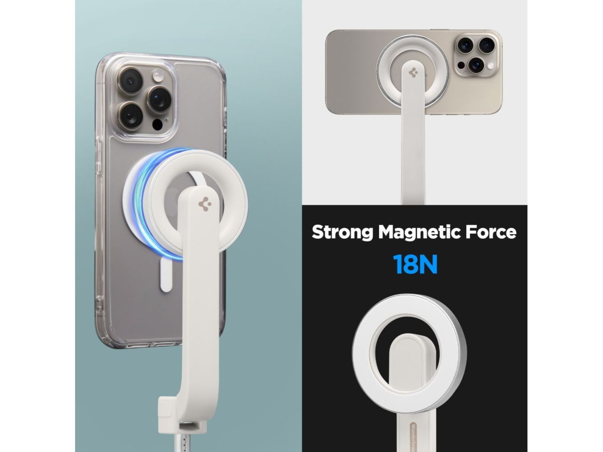 Bastão de selfie Spigen S571W MagSafe Bluetooth com tripé - bege