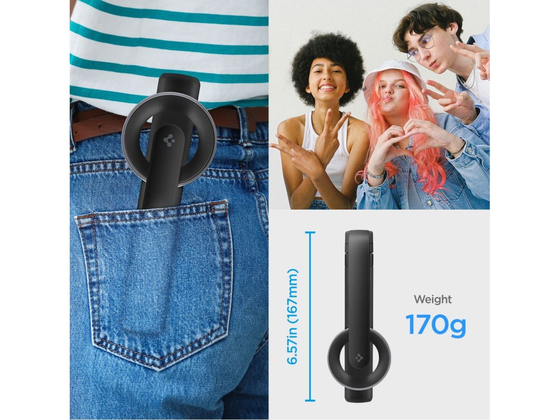 Selfie stick Spigen S571W MagSafe Bluetooth with tripod - black
