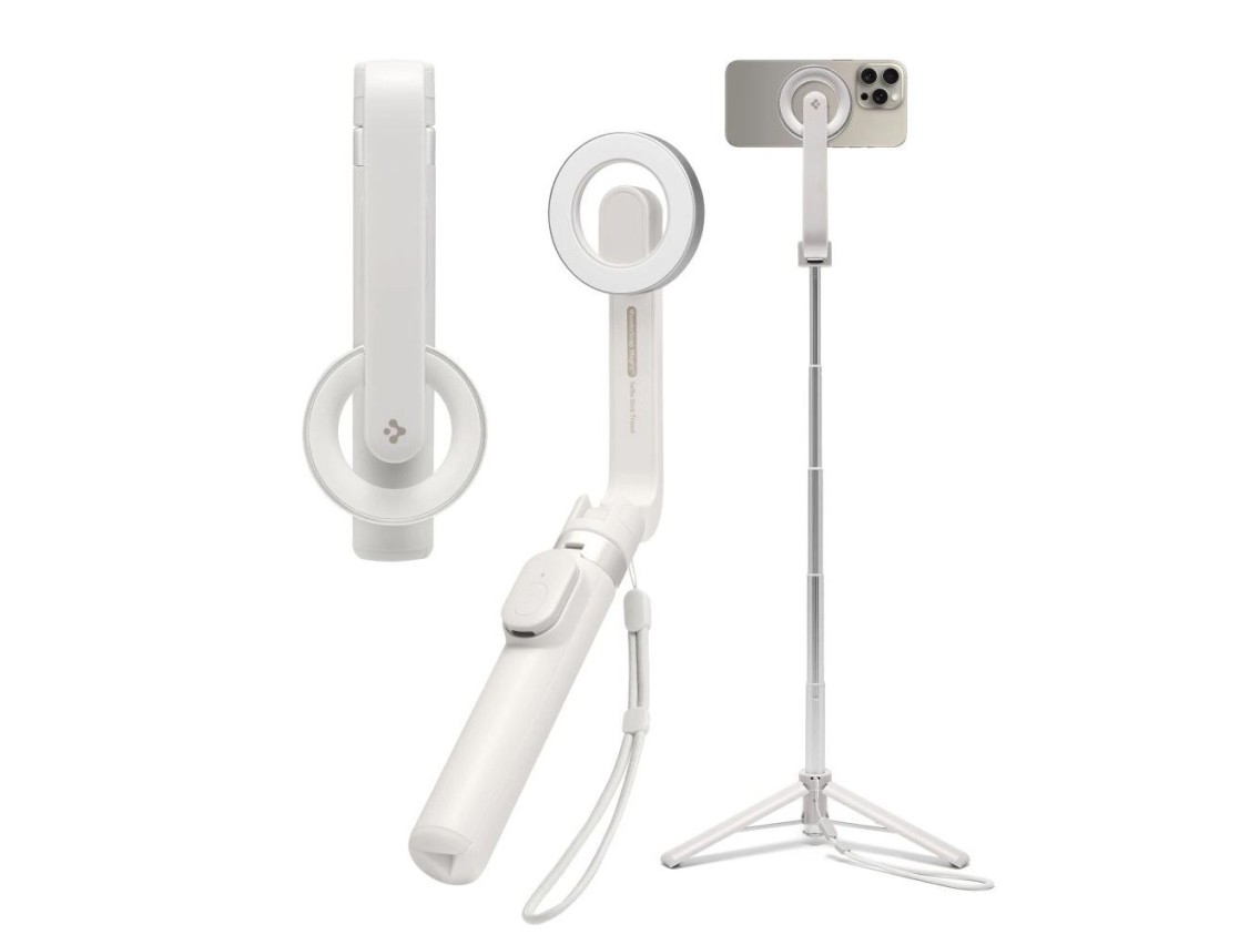 Bastão de selfie Spigen S571W MagSafe Bluetooth com tripé - bege