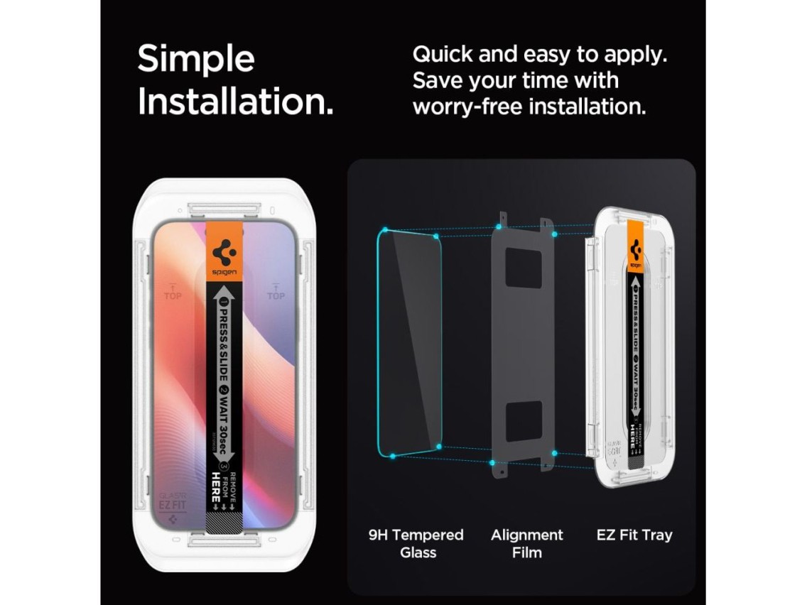 Spigen Glas.tR EZ Fit Privacy Tempered Glass for iPhone 16 Pro Max / 17 Pro Max - 2 pcs.