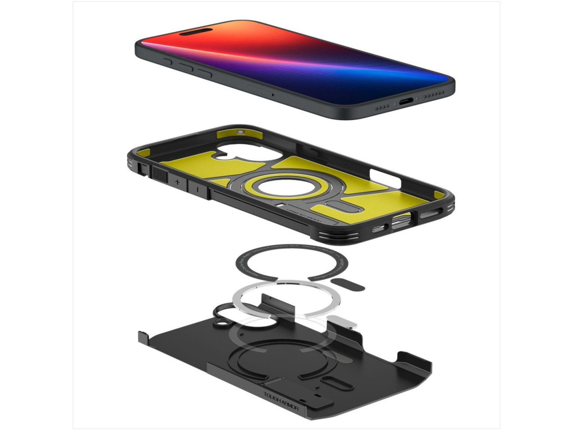 Spigen Tough Armor MagSafe case with stand for iPhone 16 - black