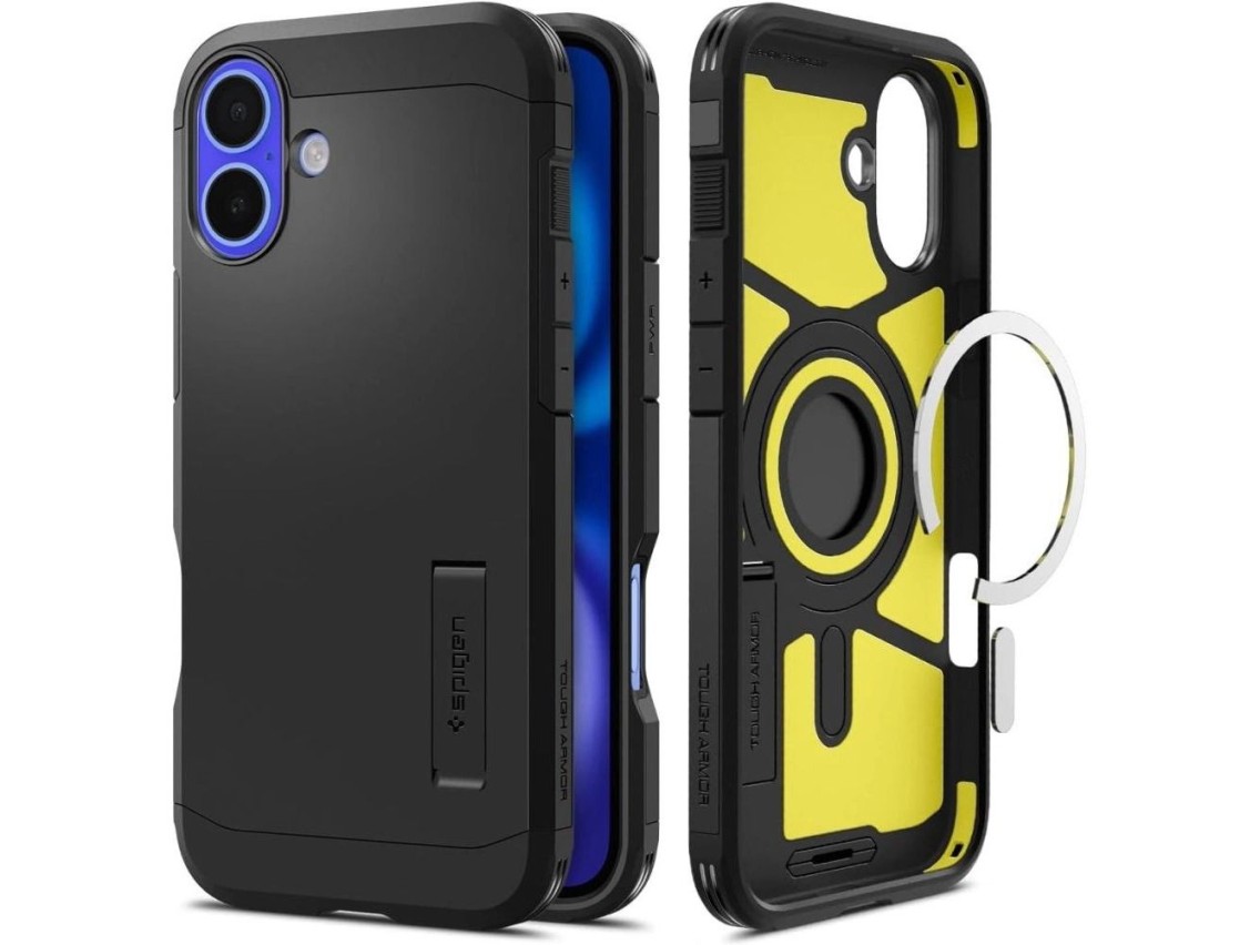 Spigen Tough Armor MagSafe case with stand for iPhone 16 - black