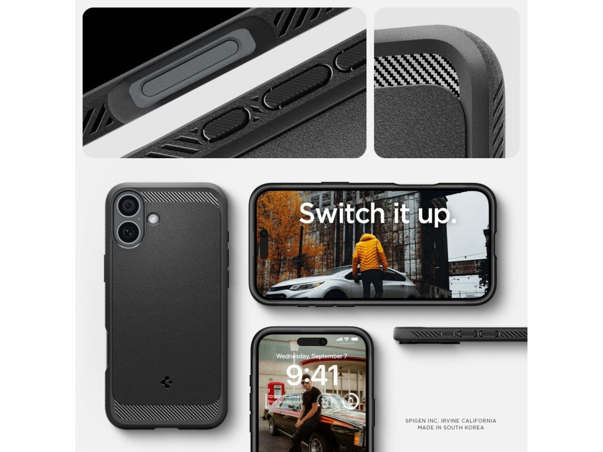Funda Spigen Rugged Armor MagSafe para iPhone 16 - negra