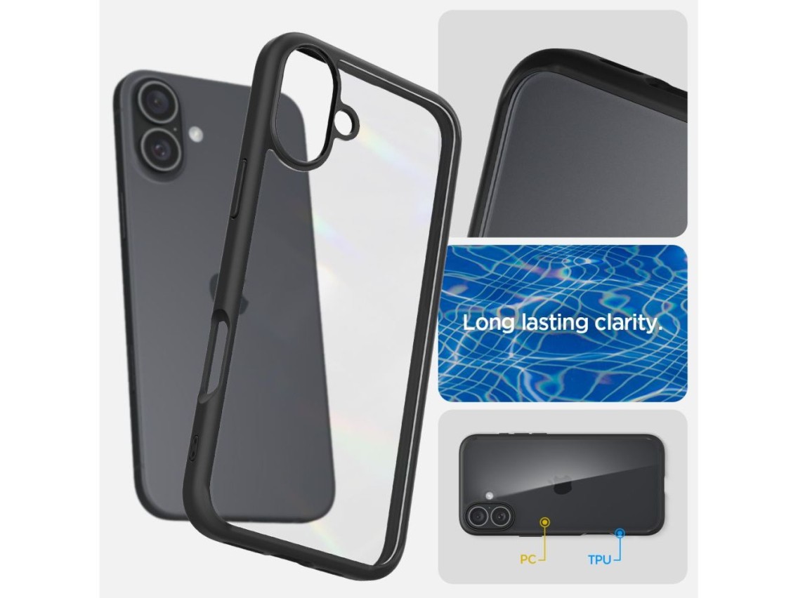 Funda Spigen Ultra Hybrid para iPhone 16 - Negro mate