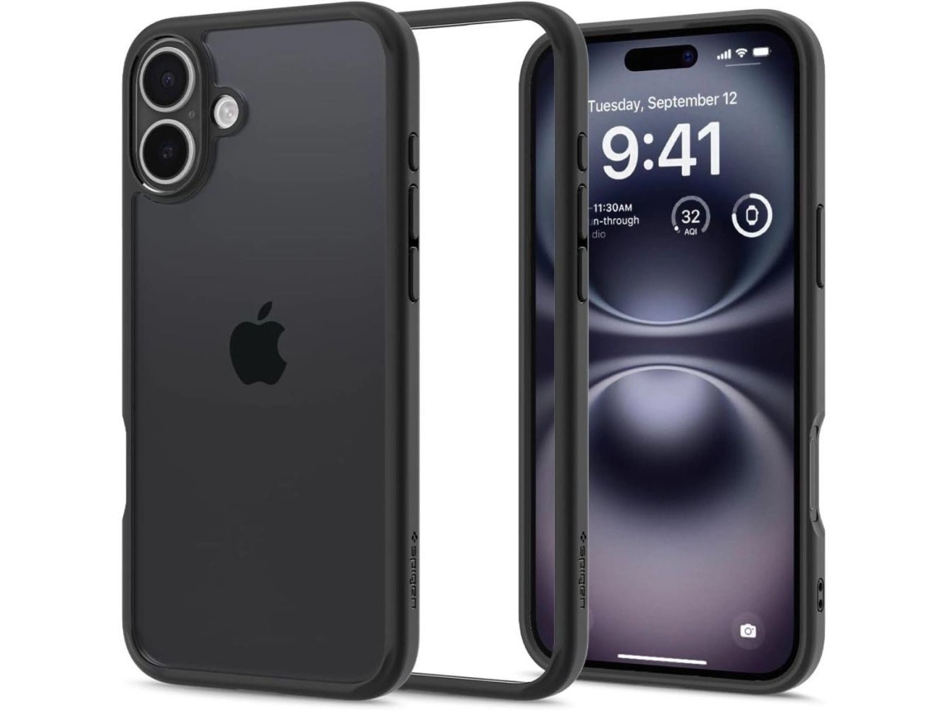 Funda Spigen Ultra Hybrid para iPhone 16 - Negro mate