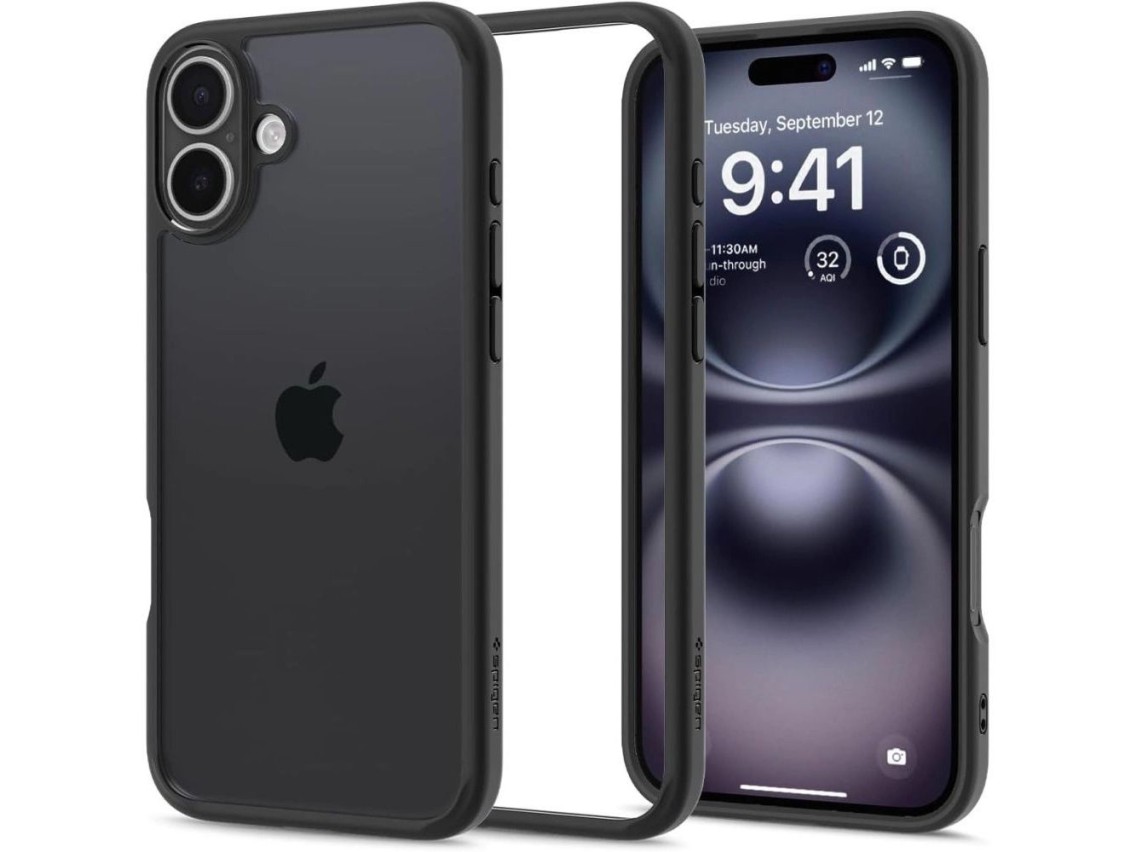 Funda Spigen Ultra Hybrid para iPhone 16 - Negro mate
