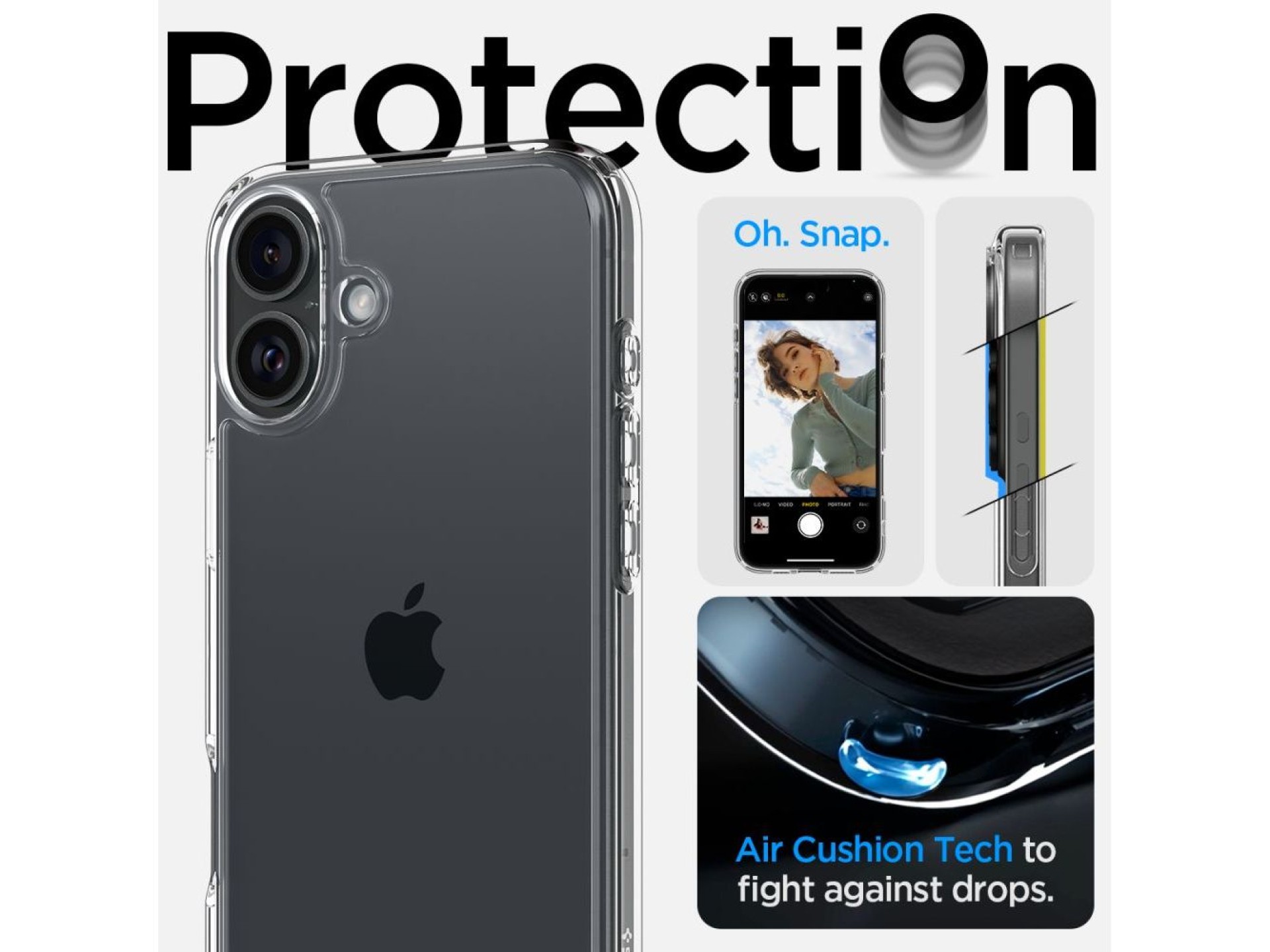 Capa Spigen Ultra Hybrid para iPhone 16 - Transparente