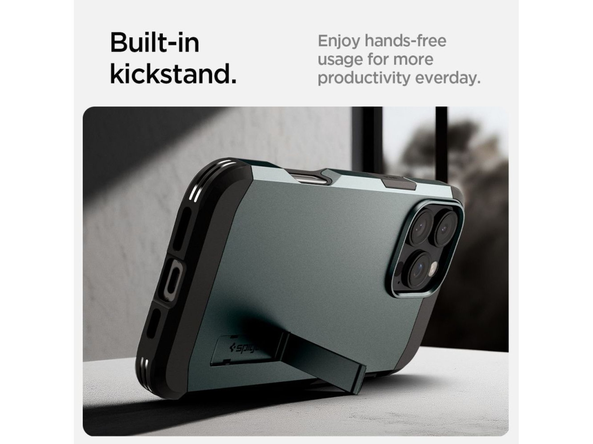 Capa Spigen Tough Armor MagSafe com suporte para iPhone 16 Pro - Verde