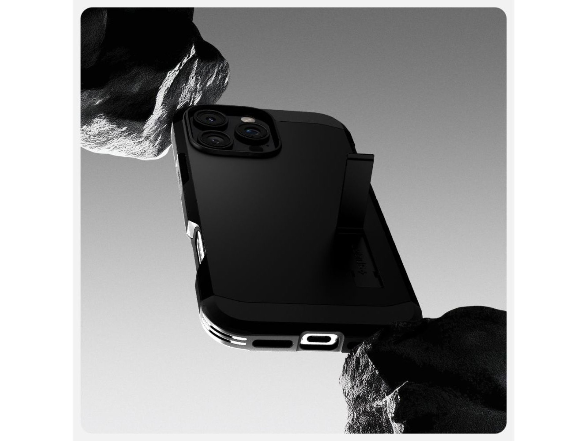 Funda Spigen Tough Armor MagSafe con soporte para iPhone 16 Pro - Negra