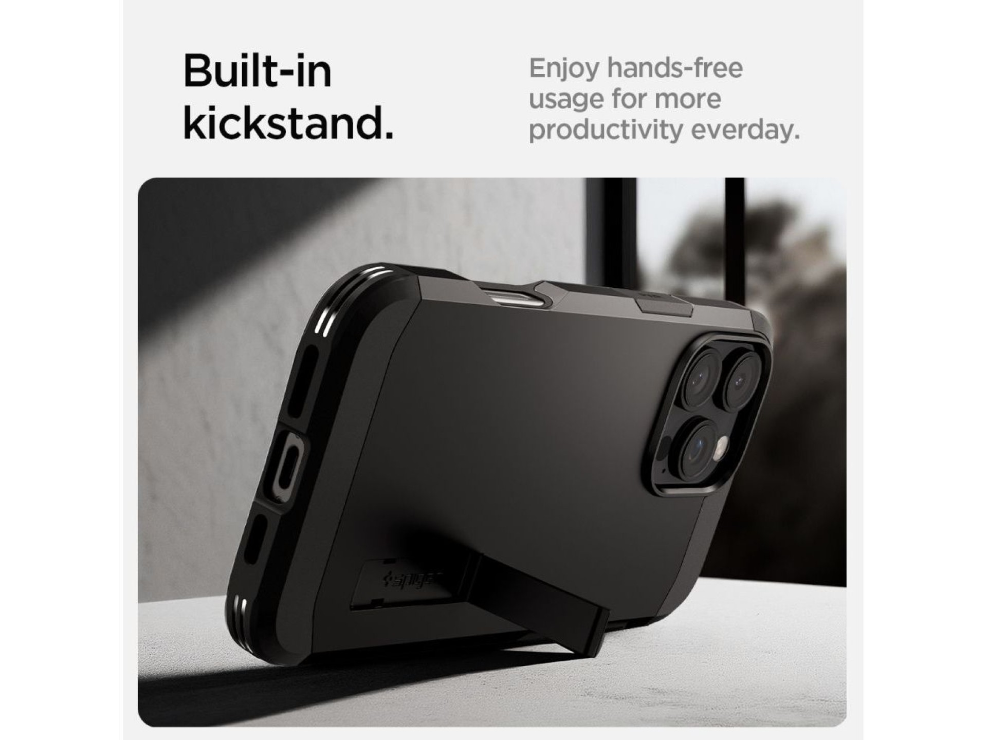 Funda Spigen Tough Armor MagSafe con soporte para iPhone 16 Pro - Negra
