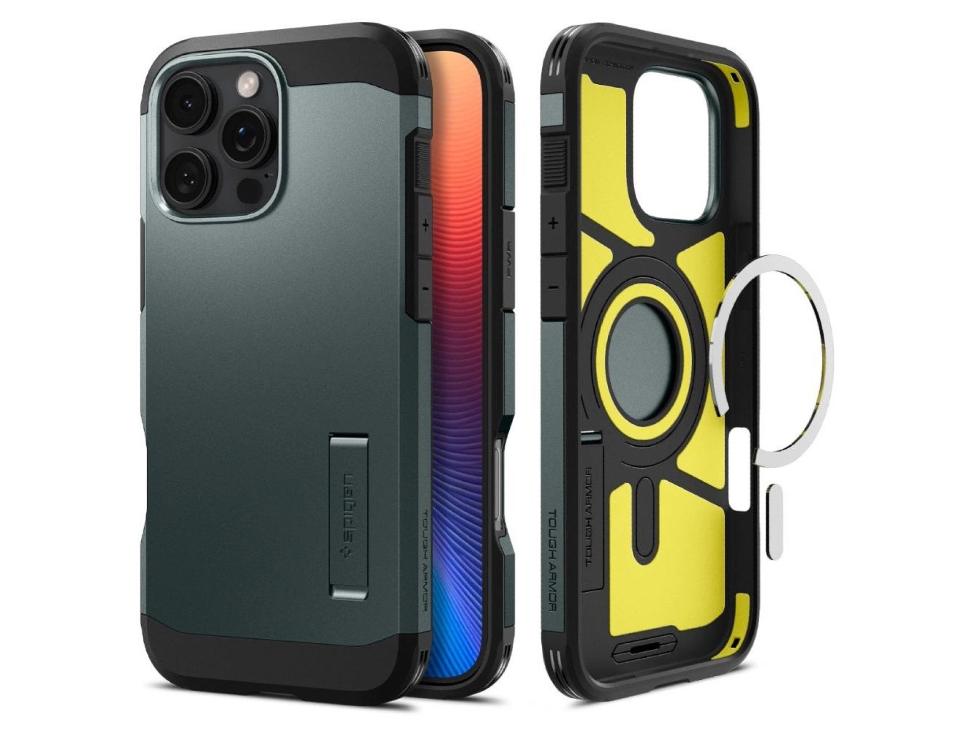 Capa Spigen Tough Armor MagSafe com suporte para iPhone 16 Pro - Verde