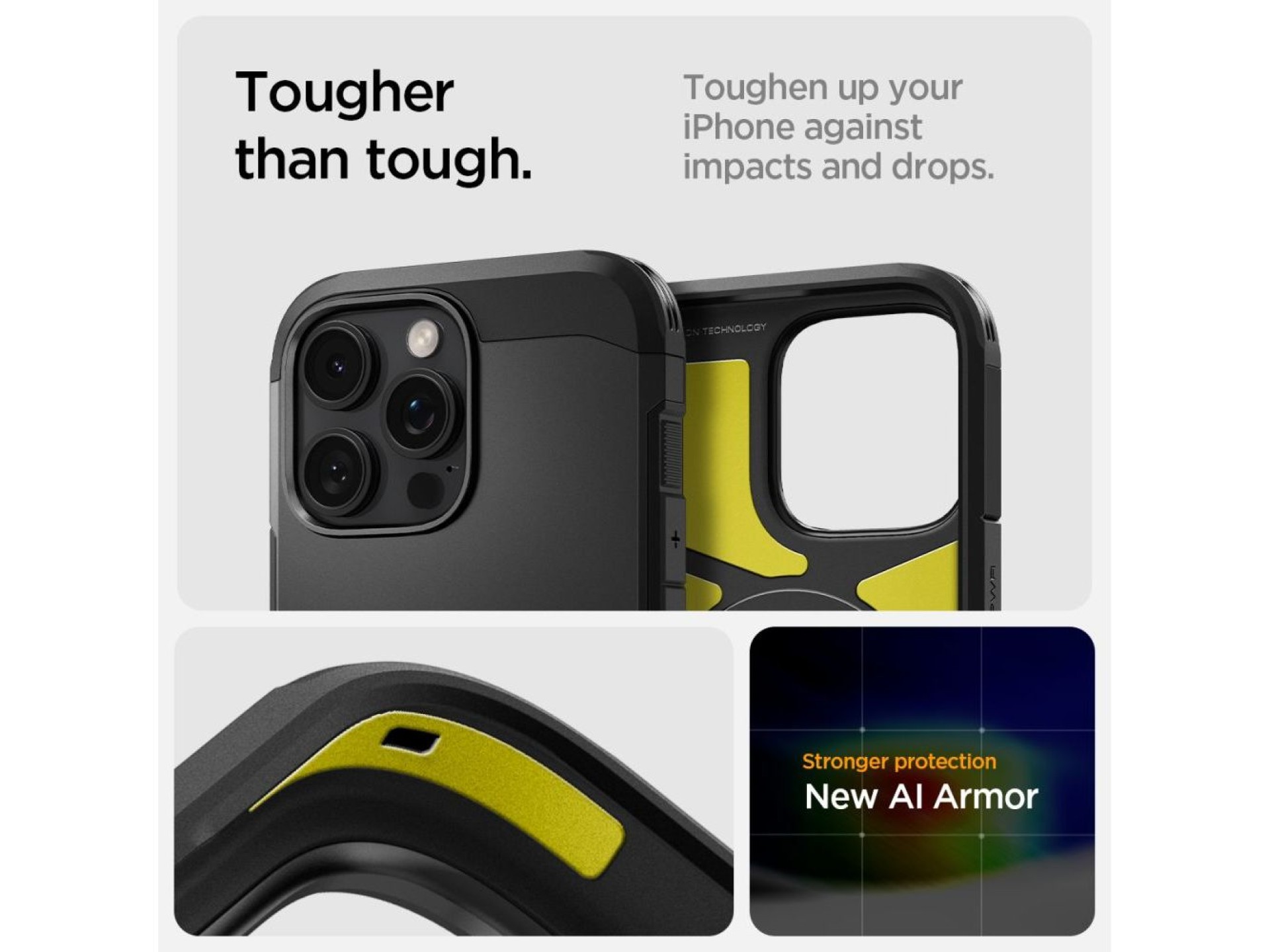 Funda Spigen Tough Armor MagSafe con soporte para iPhone 16 Pro - Negra