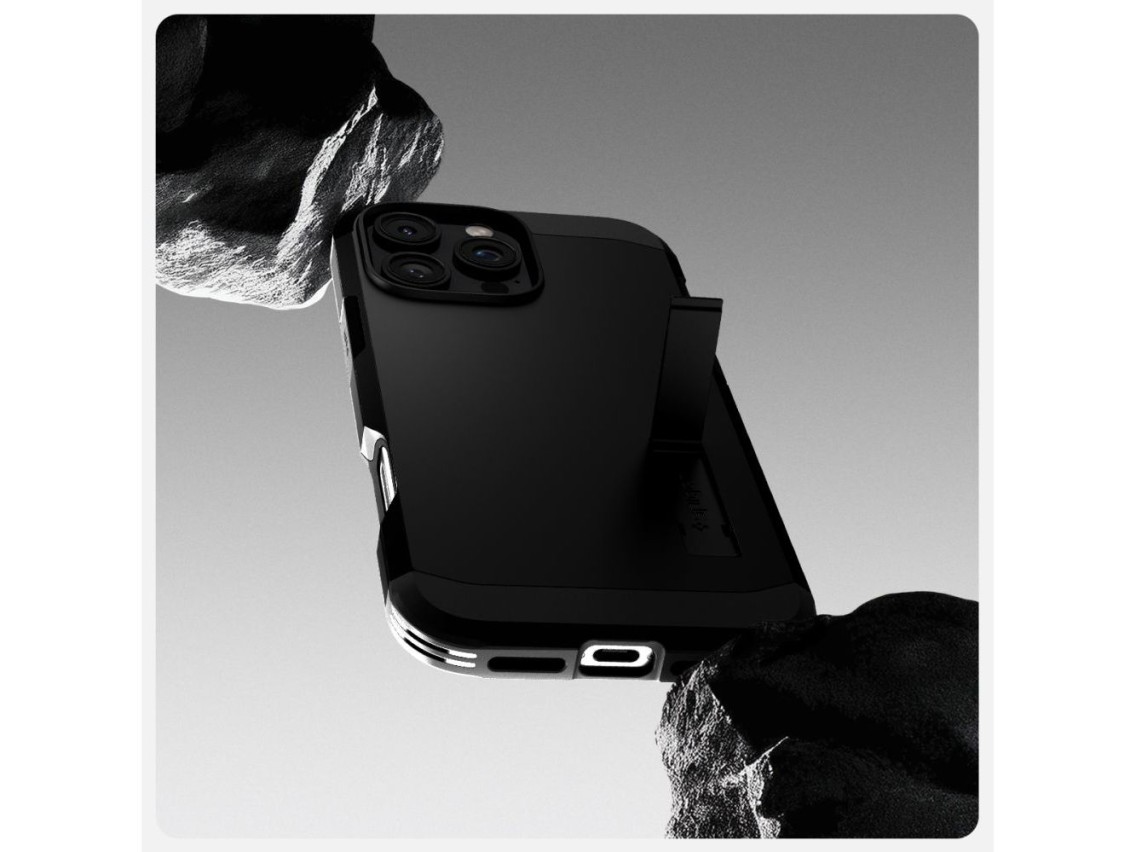 Funda Spigen Tough Armor MagSafe con soporte para iPhone 16 Pro - Negra
