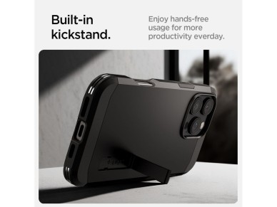 Funda Spigen Tough Armor MagSafe con soporte para iPhone 16 Pro - Negra