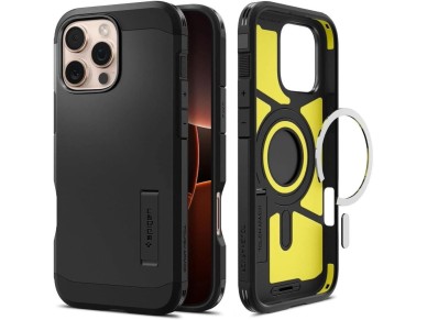 Funda Spigen Tough Armor MagSafe con soporte para iPhone 16 Pro - Negra