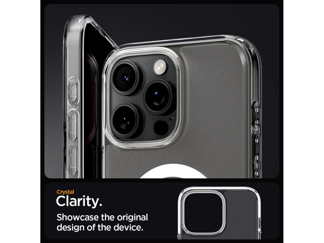 Funda Spigen Ultra Hybrid Mag Case con MagSafe para iPhone 16 Pro - Transparente