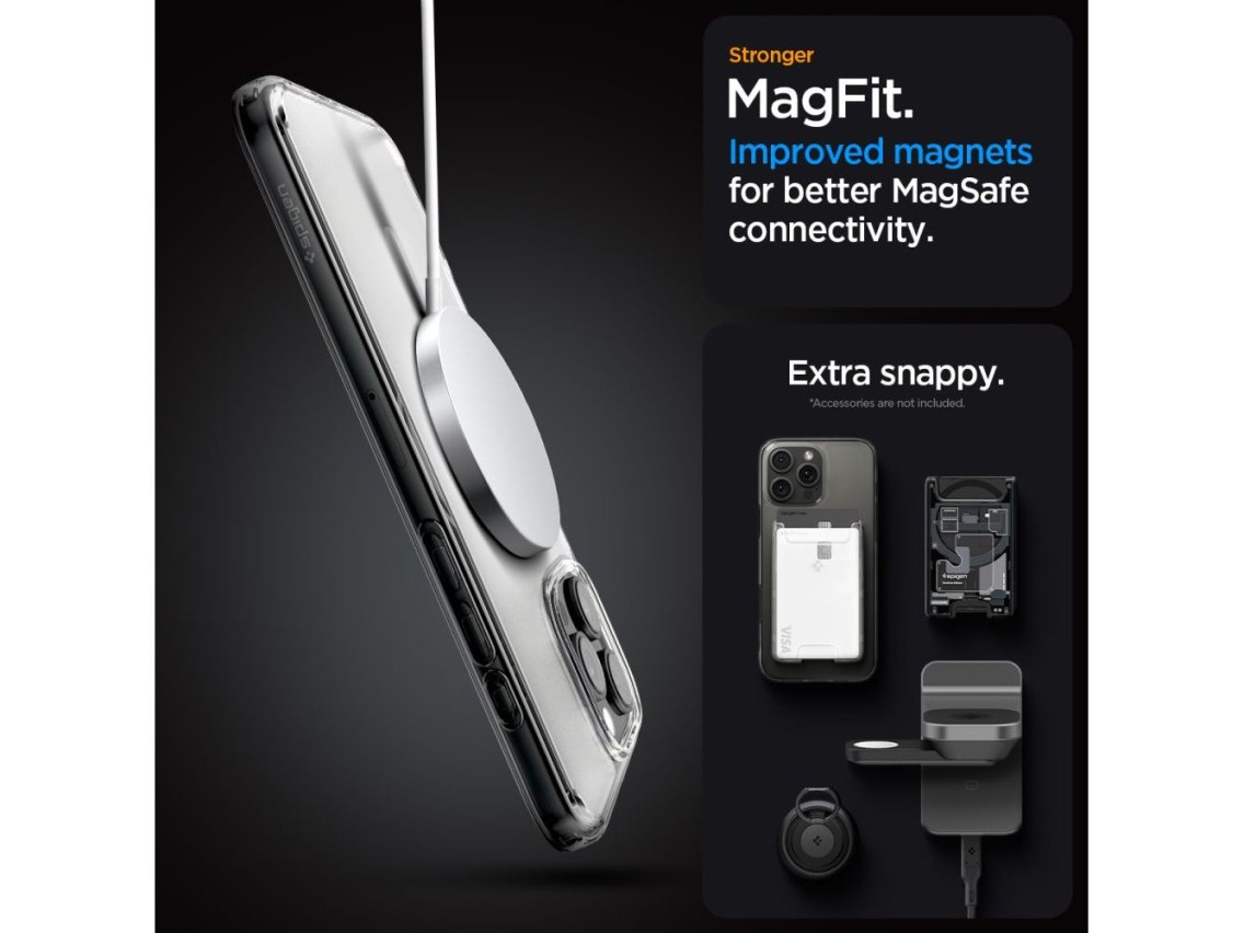 Funda Spigen Ultra Hybrid Mag Case con MagSafe para iPhone 16 Pro - Transparente