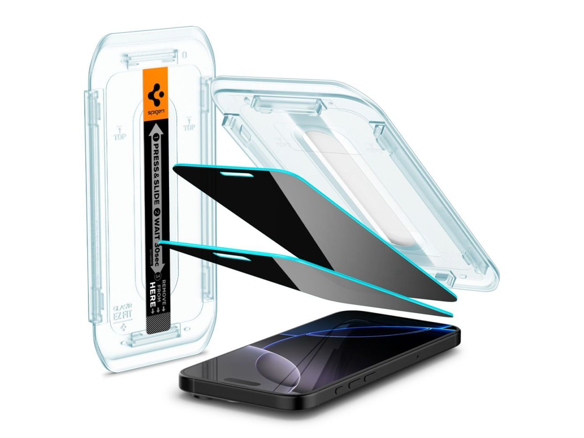 Spigen Glas.tR EZ Fit Privacy Tempered Glass for iPhone 16 Pro / 17 / 17 Pro - 2 pcs.