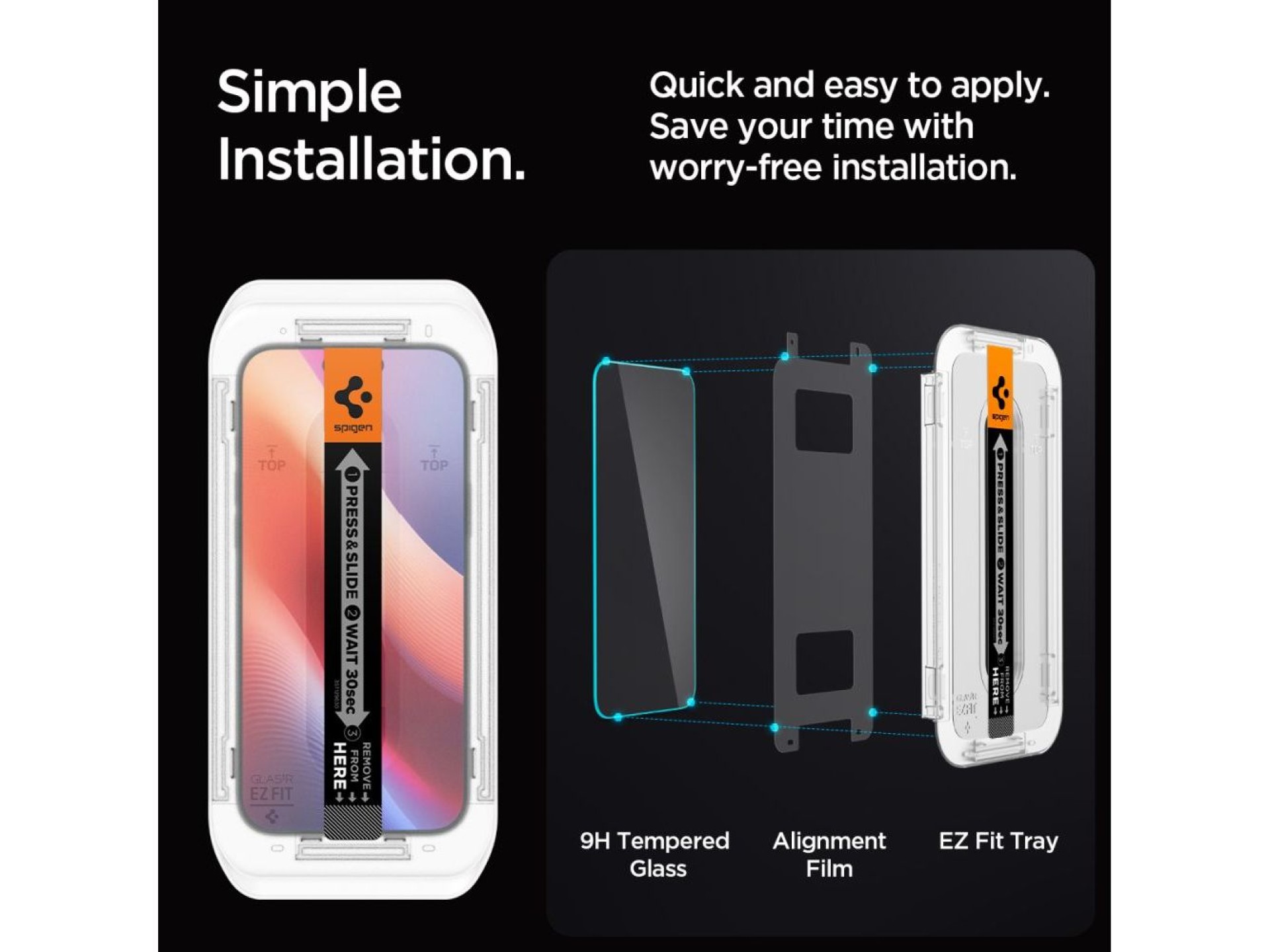 Protector de pantalla de vidrio templado Spigen Glas.tR EZ Fit para iPhone 16 Pro / 17 / 17 Pro - 2