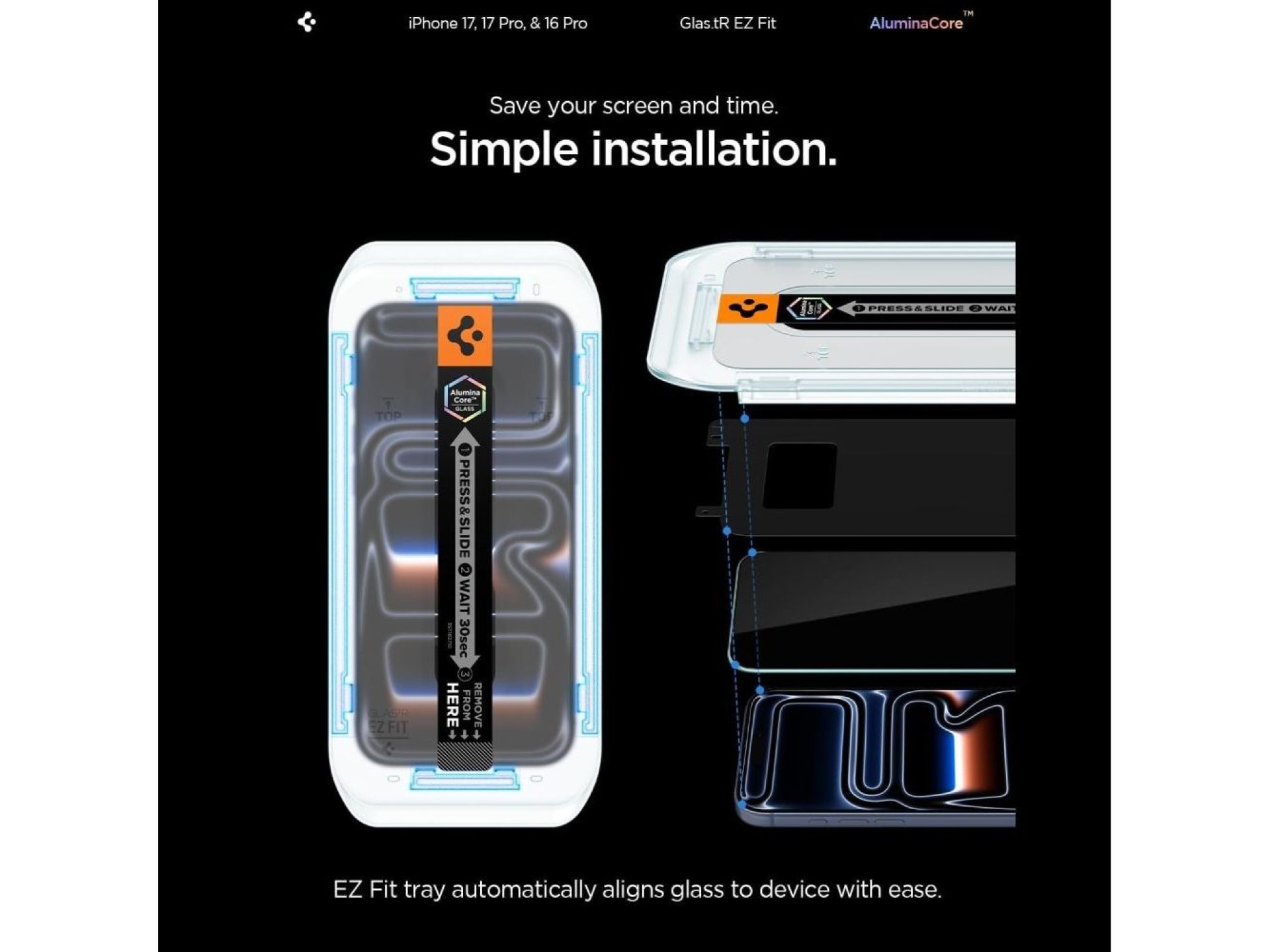 Protector de pantalla de vidrio templado Spigen Glas.tR EZ Fit para iPhone 16 Pro / 17 / 17 Pro - 2