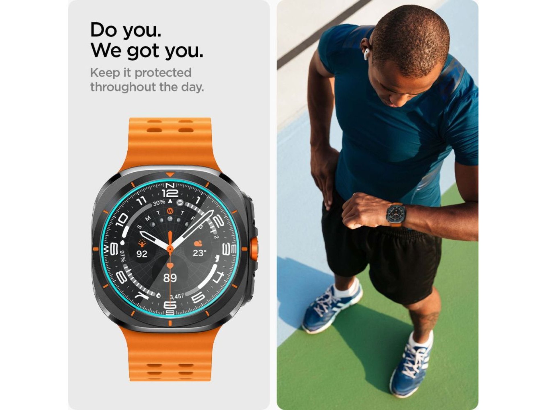 Protector de pantalla de vidrio templado Spigen Glas.TR EZ Fit para Samsung Galaxy Watch Ultra (47 m