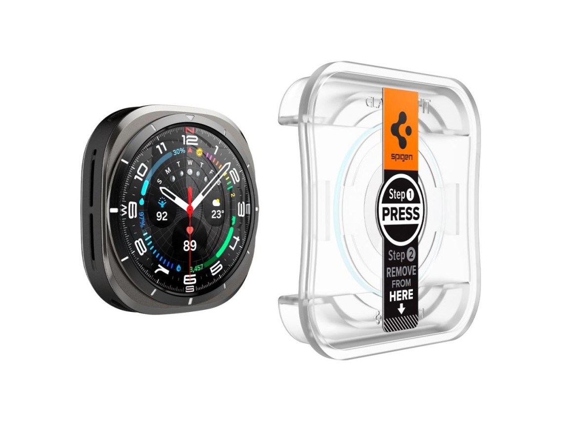 Protector de pantalla de vidrio templado Spigen Glas.TR EZ Fit para Samsung Galaxy Watch Ultra (47 m