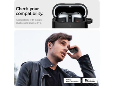 Spigen Rugged Armor Samsung Galaxy Buds 3 / 3 Pro Case - Black Spigen Rugged Armor Samsung Galaxy Buds 3 / 3 Pro Case - Black