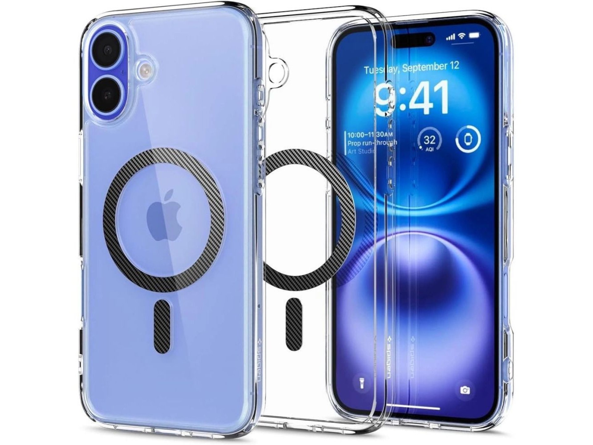Funda Spigen Ultra Hybrid MagSafe de fibra de carbono para iPhone 16 - Gris oscuro