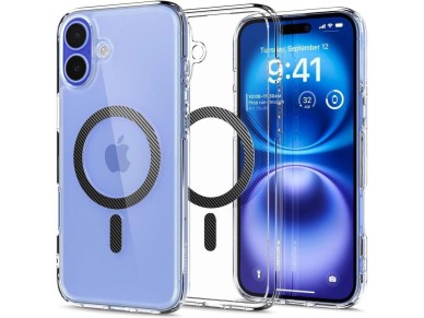 Funda Spigen Ultra Hybrid MagSafe de fibra de carbono para iPhone 16 - Gris oscuro