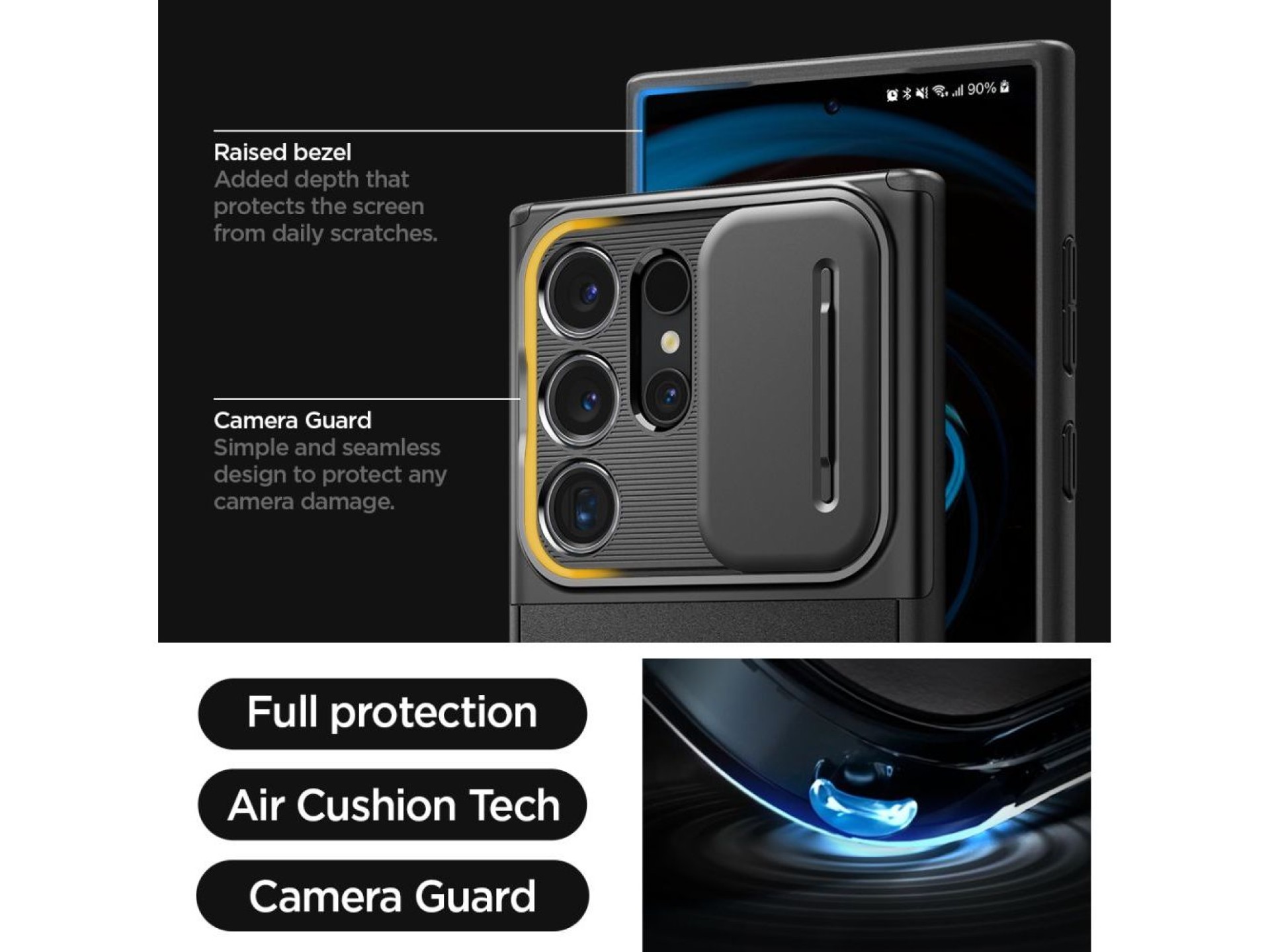 Capa Spigen Optik Armor para Samsung Galaxy S24 Ultra - Preta