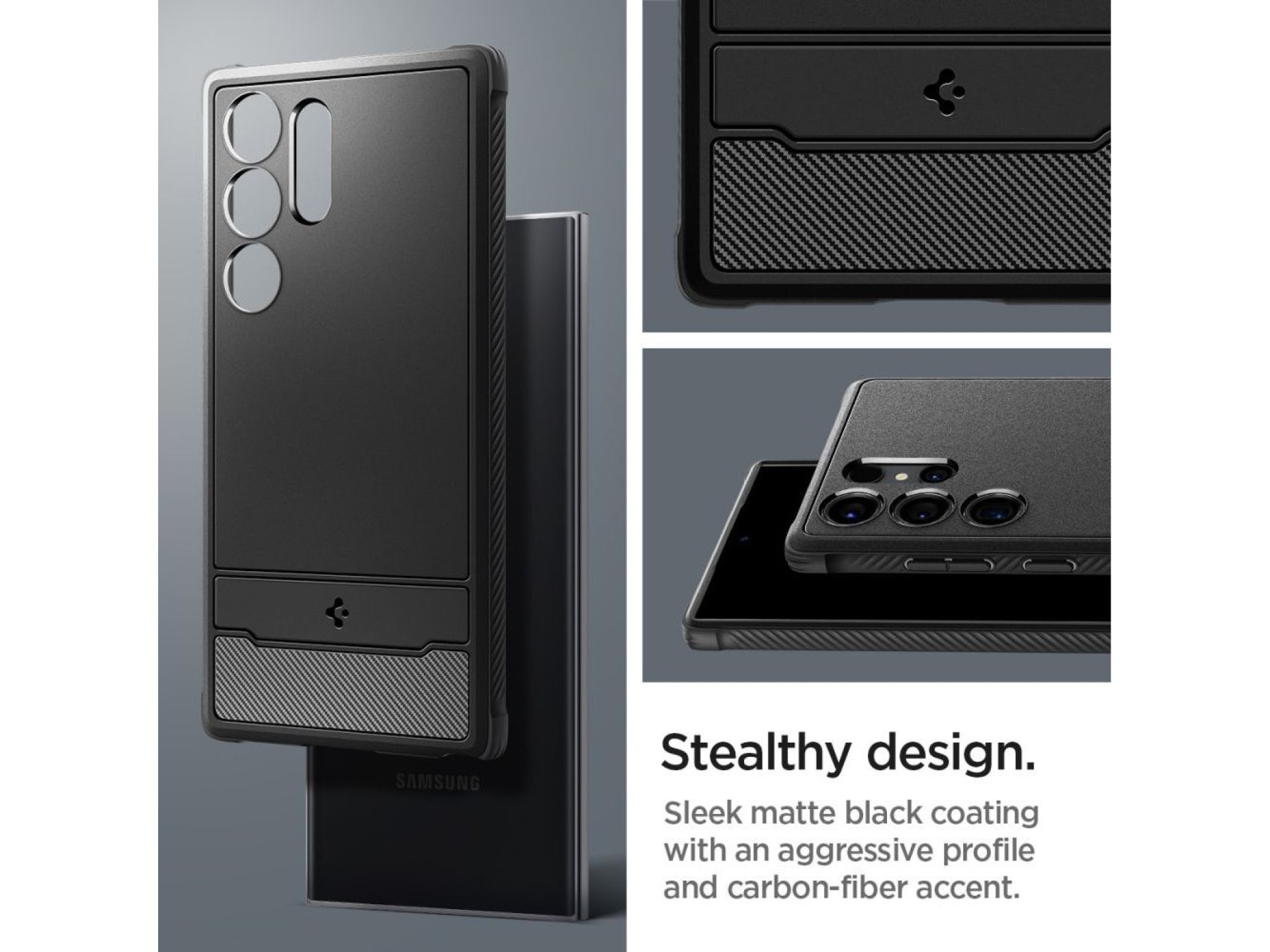 Spigen Rugged Armor Case for Samsung Galaxy S24 Ultra - Matte Black