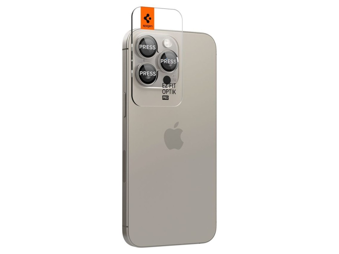 Protetor de câmera Spigen Optik.tR EZ Fit para iPhone 14 Pro / Pro Max / 15 Pro / Pro Max - Titânio