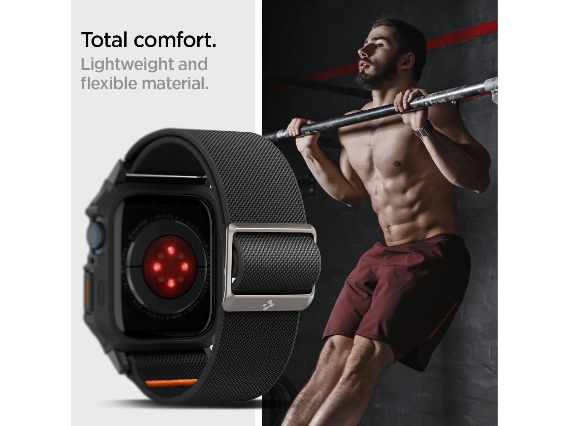 Funda Spigen Lite Fit Pro con correa para Apple Watch 4 / 5 / 6 / 7 / 8 / 9 / SE (44 / 45 mm) - Negr